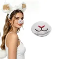 Cute plush sheep ear headband set with embroidered nose and tail accessory pieces - Nose