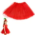 Falda de tutú roja y diadema de elfo de Navidad para disfraz de fiesta festiva infantil - Falda Roja (Niños)