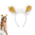 Adorable white plush sheep ear headband with yellow inner lining for cosplay and parties - Big Ears Headband