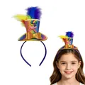 Rainbow glitter mini top hat headband with colorful feathers and lollipop decoration - Mini Top Hat Headband / Colorful Candy Cane
