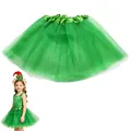 Conjunto de falda tutú de tul verde festivo con una diadema de sombrero de elfo - Falda Verde (Niños)