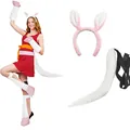 Halloween donkey costume set with plush ears headband tail and plush limb covers - Two-Piece Set / White