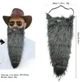 Long grey curly fake beard with dimensions 53cm for cowboy costume party - Long Beard / Gray