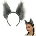 Cerchietto con orecchie di lupo grigio fatte a mano per cosplay e costume da festa - Stile Asino
