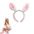 Pink and white plush animal ear headband with matching costume set for Halloween - Headband / Pink
