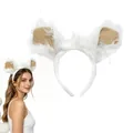 Plush white lamb ear headband with fluffy teddy velvet for cosplay and cute parties - Single Hairband