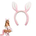 Deluxe plush pink and white bunny ears headband with matching costume accessory set - Headband / White