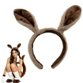 Soft plush brown donkey ears headband and costume accessories for Halloween party - Headband / Brown