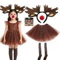 Déguisement renne marron pour filles avec serre-tête bois et tutu à paillettes - Enfant / Ensemble / Set de 5 pièces / Marron
