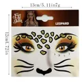 Waterproof leopard face tattoo sticker with rhinestones for Halloween stage makeup décor - Leopard Print (1)