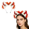 Realistic orange and white plush fox ear headband for Halloween and Lolita cosplay - Headband / Orange Red