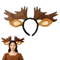 Serre-tête bois de renne en peluche avec oreilles tachetées pour accessoires de Noël - Serre-tête / Style à oreilles larges / Jaune