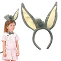 Grey donkey ear headband costume set for kids with bow tie and tail accessory - Headband Only / Long Ears Donkey Headband