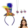 Rainbow candy theme party accessory set with mini top hat headband and lollipop jewelry - Purple 3-Piece Set