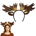 Serre-tête bois de renne de Noël élégant pour cosplay femme et costumes de fête. - Serre-tête / Style crinière à oreilles larges / Marron