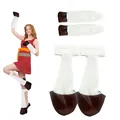 Halloween donkey costume accessory set with white and brown gloves and shoe covers - Gloves and Foot Covers / Brown and White