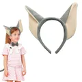 Adorable grey and beige plush elephant ear headband set with matching bow tie for kids - Headband Only / Short Ears Donkey Headband Beige