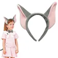 Cute cartoon grey and pink elephant ear headband set with bowtie for kids dress up - Headband Only / Short Ears Donkey Headband Pink