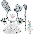 Déguisement dalmatien pour enfants avec serre-tête jupe tutu gants queue et nez - Ensemble de 6 pièces / Pierre Tachetée