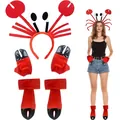 Fun red crab performance costume set including lobster headband, gloves, and boot covers - Headband Foot Covers and Gloves Set