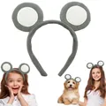 Plush elephant ear headband in grey and white for kids, adults, and pets cosplay - Grey Headband