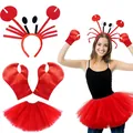 Complete red lobster crab costume set includes claw headband gloves and tutu skirt - Skirt Accessory Set