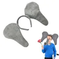 Cerchietto con orecchie da elefante in peluche grigio e set di naso per costume da cosplay - Cerchietto (Cerchietto con Orecchie da Elefante)