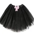 Elegant black adult tulle tutu skirt with pink satin bow for costumes and parties - 30cm 3-Layer Style With Pink Bow / Black