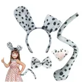 Déguisement dalmatien enfant avec serre-tête oreilles nœud papillon queue et nez - Ensemble 4 pièces à pois