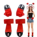 Red crab claw lobster headband and gloves performance costume set for Halloween party - Gloves and Foot Covers