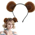 Cute brown plush bear ear headband for women hair accessory sweet panda style design - Brown Panda Headband