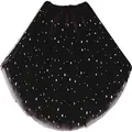 Elegant adult black tutu skirt with shimmering silver star patterns for costumes and parties - 30cm 3-Layer Style / Black Sequin