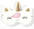 Cute plush unicorn sleep mask with golden horn and embroidered details - White Gold Horn / White