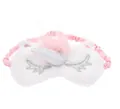 Soft white plush unicorn sleep mask with pink elastic band and glittery silver horn - 3D Pink / Pink