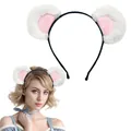 Cute white and pink plush animal ear headband for women sweet panda style hair accessory - White Panda Headband
