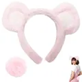 Conjunto de diadema con orejas de oso y cola de felpa rosa para cosplay - Headband and Tail / Rosa