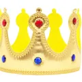 Shiny gold royal crown for birthday parties with red and blue gemstone decorations - Single Piece / Gold