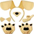 Ensemble de déguisement de chiot en peluche avec oreilles de chien et gants de pattes - Beige Ensemble