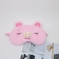 Adorable pink plush pig sleeping eye mask with soft embroidered cartoon face for travel - Pink Pig