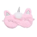 Cute pink plush unicorn sleep mask with silver horn and embroidered eyelashes for nap - Pink Silver Horn / Pink