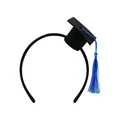 Mini black graduation cap headband with vibrant blue tassel for graduation party decoration - Royal Blue Tassel