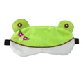 Plush green cartoon frog eye mask with floral embroidery for sleeping - Green Frog