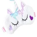 Masque de sommeil licorne en peluche blanche avec corne 3D pour un sommeil doux - Licorne coeur violet