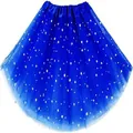 Sparkling blue star tutu skirt for adult performances and Halloween party costumes - Bottoms / 30cm 3-Layer Style / Dark Blue With Star Sequins