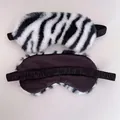 Plush zebra print blackout sleep mask with soft faux rabbit fur and silk lining - Zebra Print