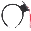 Black mini graduation cap headband with red tassel for graduation party and photo props - Red Tassel