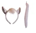 Detailed view of handmade faux fur animal ear headband and plush tail cosplay set - Goat 2-Piece Set