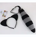 Soft plush striped raccoon ear headband and long tail set for animal costume party - 2-Piece Raccoon Headband Set