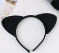 Detailed macro shot of a soft plush black cat ear headband for costume party outfits - Black Cat Headband / Single Headband / Black