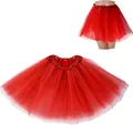 Vibrant red layered tulle tutu skirt for adult performance and festive costumes - Bottoms / 30cm 3-Layer Style / Red